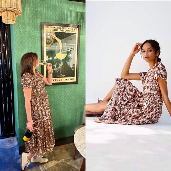 Maeve Bernadette Sequin Tiered Midi Dress - Picture 6 of 14